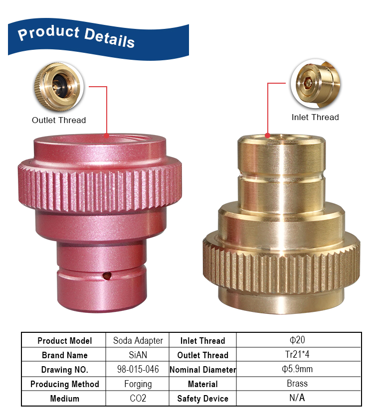 SiAN CO2 Soda Bottle Valves Adapter (2) SiAN CO2 Soda Bottle Valves Adapter (2)