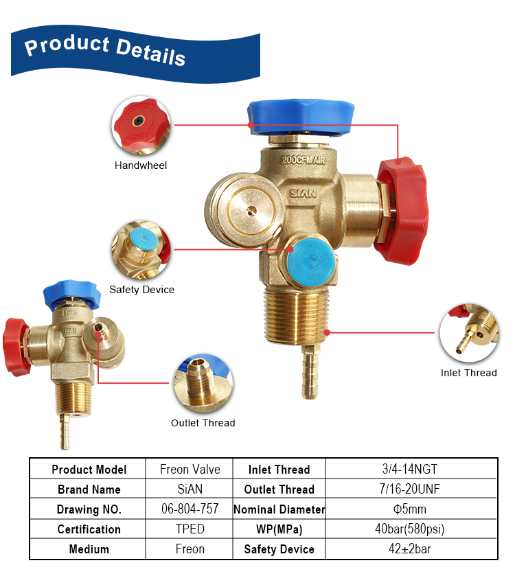 SiAN Double Freon Refrigerant Recovery Cylinder Valve (2) SiAN Double Freon Refrigerant Recovery Cylinder Valve (2)