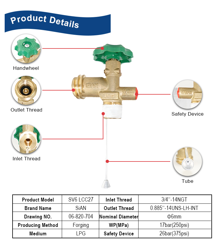 SiAN LPG Cylinder LCC27 QCC SV6 POL Valve (2) SiAN LPG Cylinder LCC27 QCC SV6 POL Valve (2)